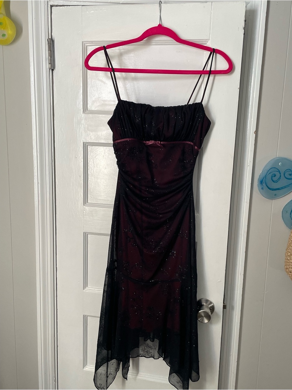 Sparkly Asymmetrical Spaghetti-Strap Dress